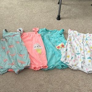 Carters Baby Girl Rompers 12 months